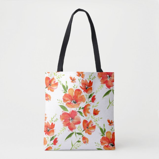 Gentle Orange Poppies Wasserfarben Muster (Vorderseite)