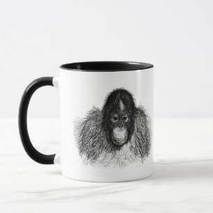 Gentle Orangutan Black and White Ape Zeichnend Tasse