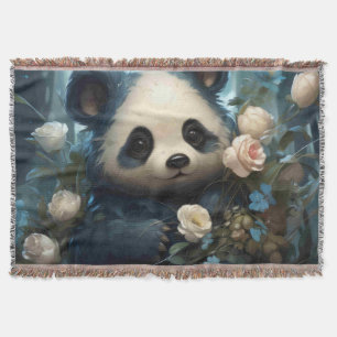 Gentle Panda Bear zwischen Dschungel-Rose Decke