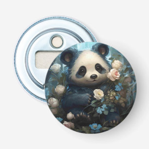 Gentle Panda Bear zwischen Dschungel-Rose Flaschenöffner