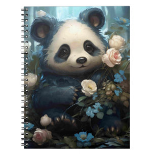 Gentle Panda Bear zwischen Dschungel-Rose Notizblock