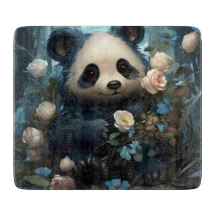 Gentle Panda Bear zwischen Dschungel-Rose Schneidebrett