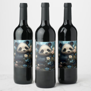 Gentle Panda Bear zwischen Dschungel-Rose Weinetikett