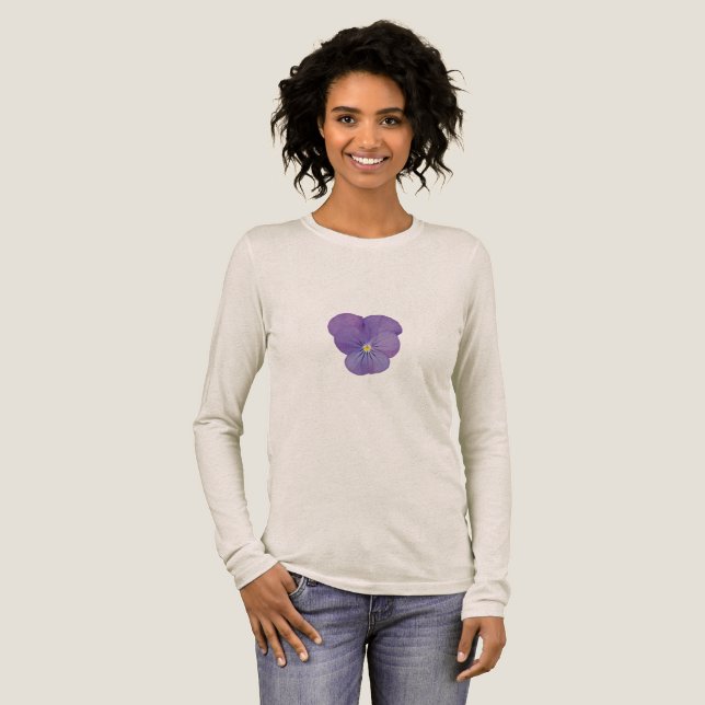Gentle Pansy Long Sleeve Tri-Blend Shirt (Volle Vorderseite)