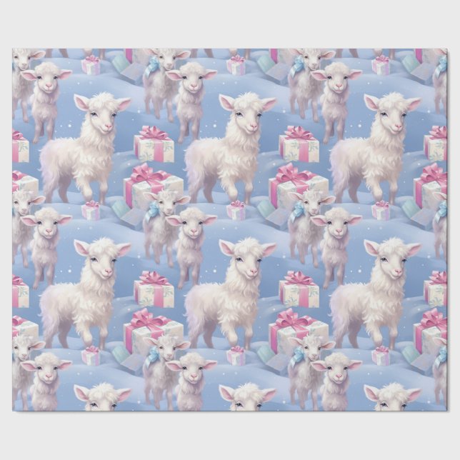 Gentle Pastel Lambs und Geschenke Geschenkpapier (Saum)