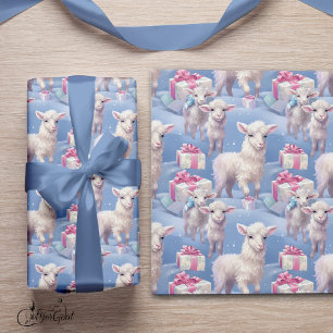 Gentle Pastel Lambs und Geschenke Sm Geschenkpapier