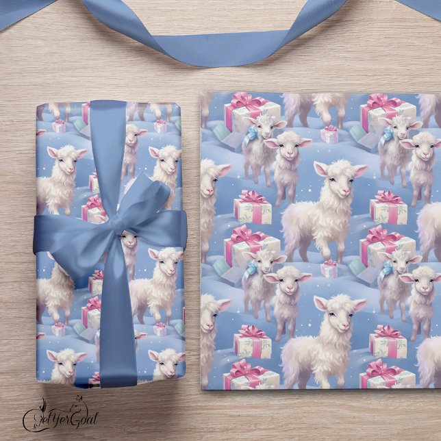 Gentle Pastel Lambs und Geschenke Sm Geschenkpapier (Von Creator hochgeladen)