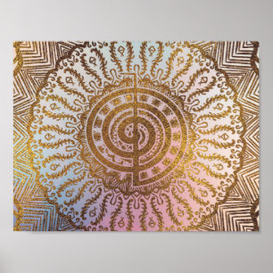 Gentle Pastel und Gold Choku Rei Symbol in Mandala Poster