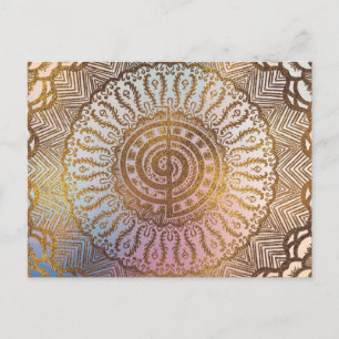Gentle Pastel und Gold Choku Rei Symbol in Mandala Postkarte