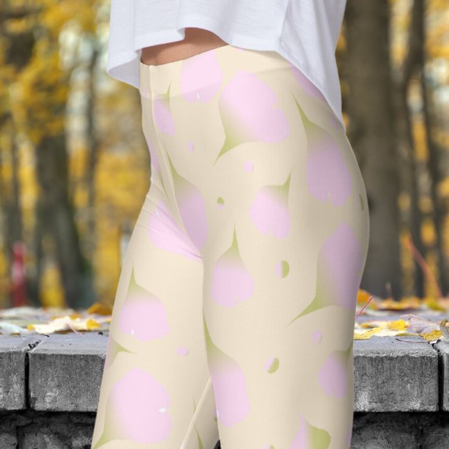 Gentle Pink Floral Pastell Petals Muster Leggings (Floral Pastel Champagne Petals Leggings)