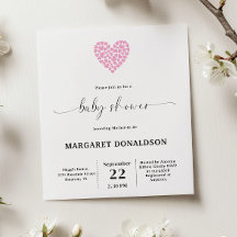 Gentle Pink Heart Baby Dusche Party