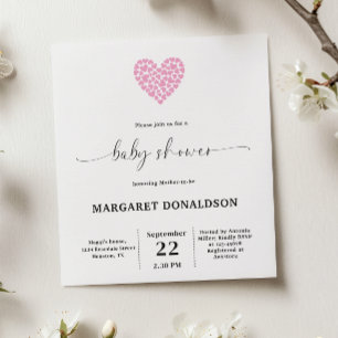 Gentle Pink Heart Baby Dusche Party