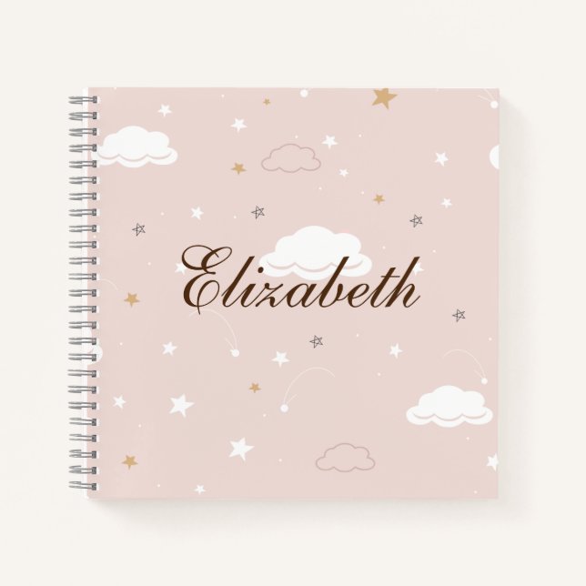 Gentle Pink Pattern Cloud Notizbuch (Vorderseite)