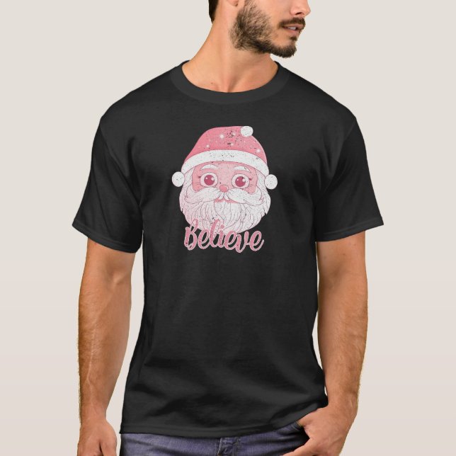 Gentle Pink Snowman für Ferien T-Shirt (Vorderseite)