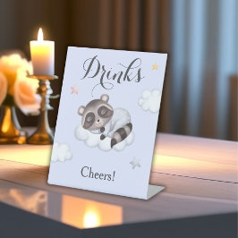 Gentle Raccoon Animal Baby Shower Drinks Sockelschild