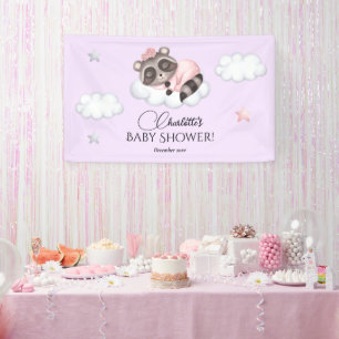 Gentle Raccoon Animal Girl Baby Dusche Willkommen Banner