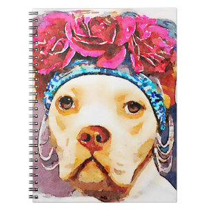 Gentle Soul Pitbull Pet Portrait Wasserfarben Kuns Notizblock