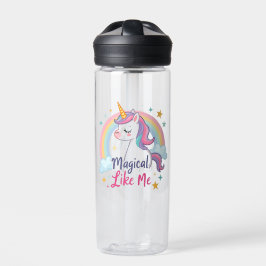 Gentle Unicorn mit Rainbow Personalisiert Trinkflasche