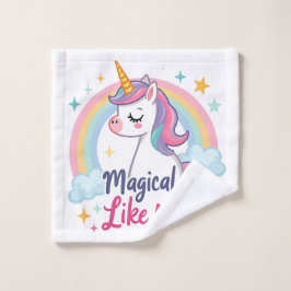 Gentle Unicorn mit Regenbogen Waschlappen