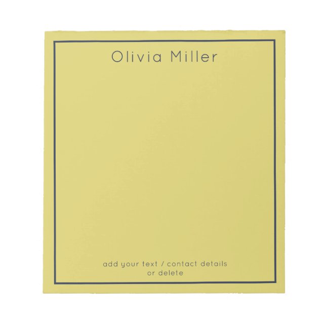 Gentle Warm Yellow Minimalist Notepad Notizblock (Vorderseite)