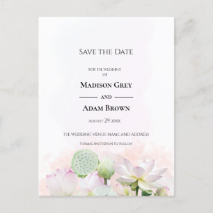 Gentle Water Lilies und Lotuses Save the Date Ankündigungspostkarte