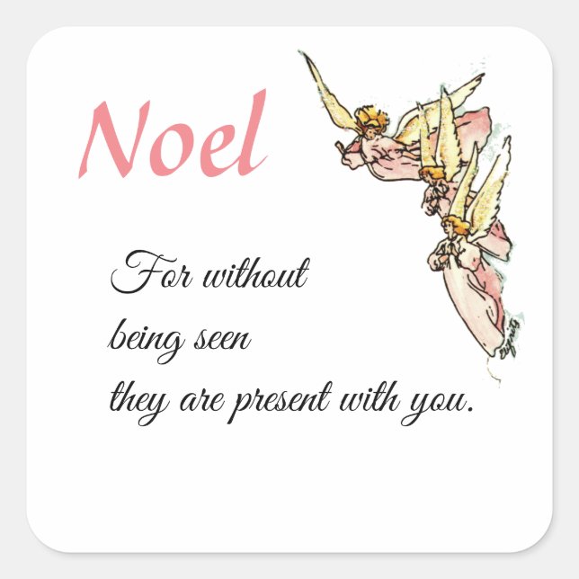 Gentle Watercolor Angels Emerge from Clouds Squar Quadratischer Aufkleber (Vorderseite)