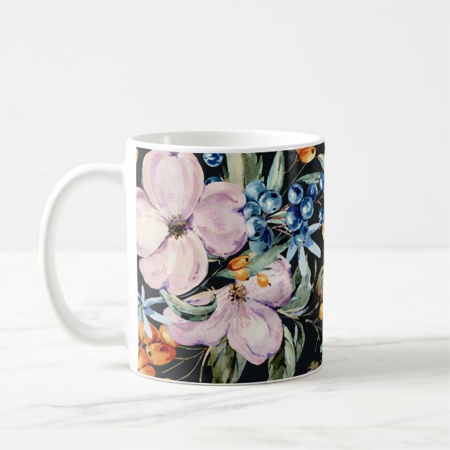 Gentle Watercolor: Rosa Blumenberries Kaffeetasse (Links)