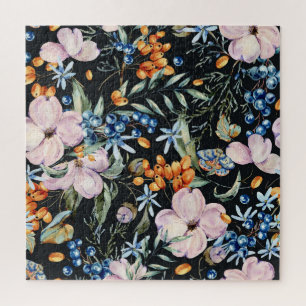 Gentle Watercolor: Rosa Blumenberries Puzzle