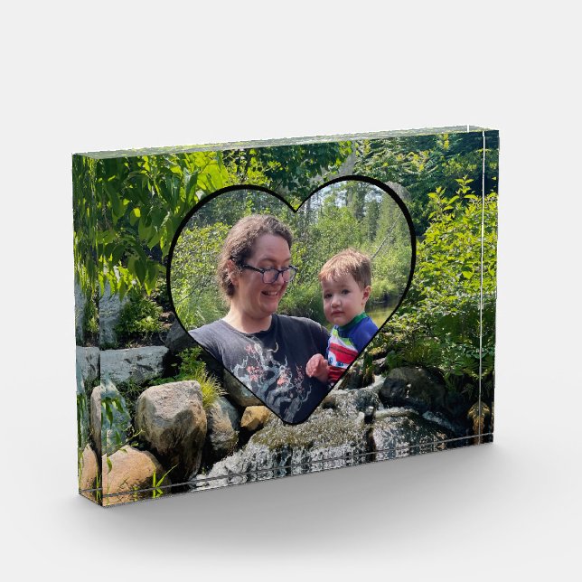 Gentle Waterfall Scene Calm Natural heart Vorlage Fotoblock (Links)