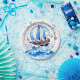 Gentle Waves: Nautical Boy Baby Shower Pappteller