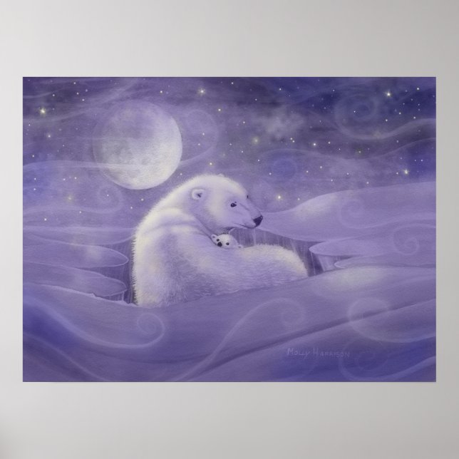 Gentle Winter Polar Bären Art Poster Print (Vorne)