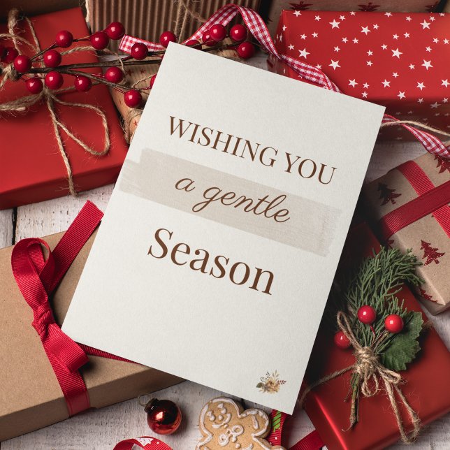 Gentle Winter Wish Flat Card (Share warm winter wishes with a soft taupe brushstroke and seasonal message)