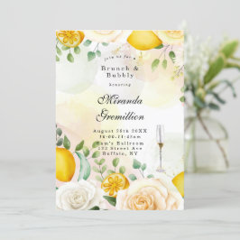 Gentle Yellow Roses Lemons Brunch und Bubbly Einladung