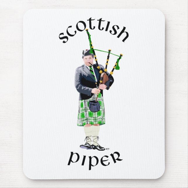 Gentleman Bagpiper in Green Kilt Mousepad (Vorne)