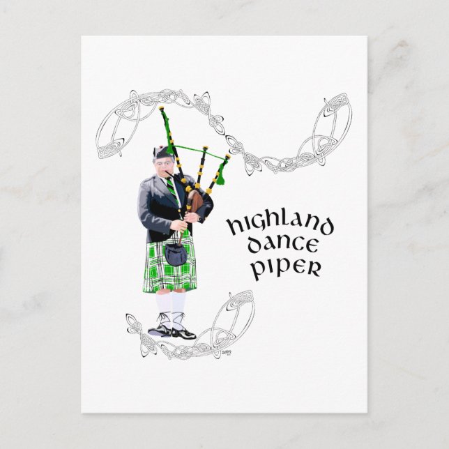 Gentleman Bagpiper in Green Kilt Postkarte (Vorderseite)