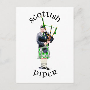 Gentleman Bagpiper in Green Kilt Postkarte