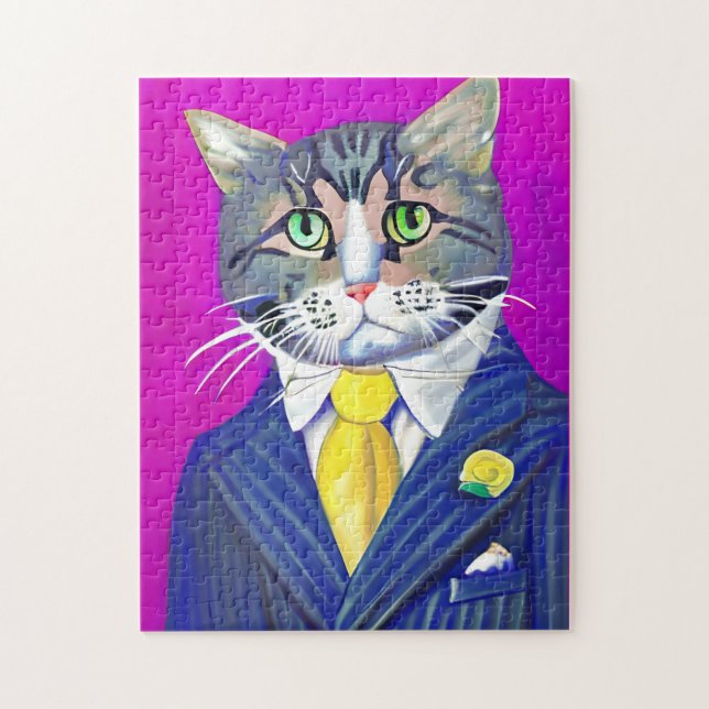 Gentleman Cat in einem Anzug und Krawatte Puzzle (Vertikal)