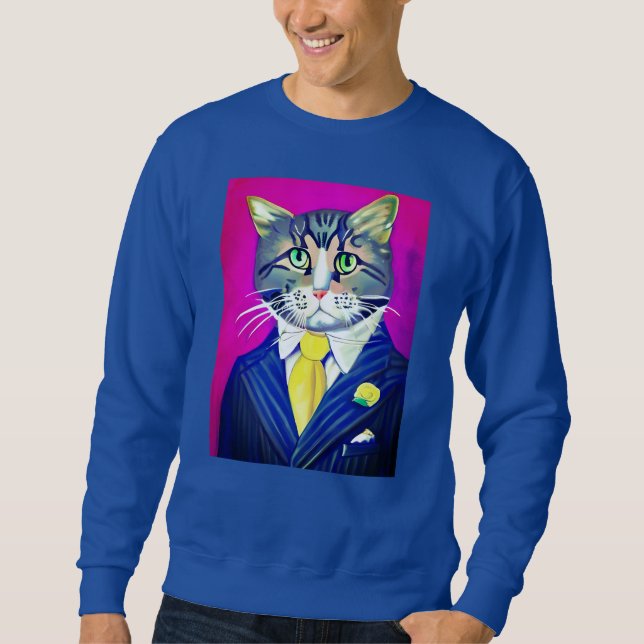 Gentleman Cat in einem Anzug und Krawatte Sweatshirt (Vorderseite)