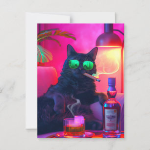 Gentleman Cat trinkt Whiskey Lustige Bar Postkarte