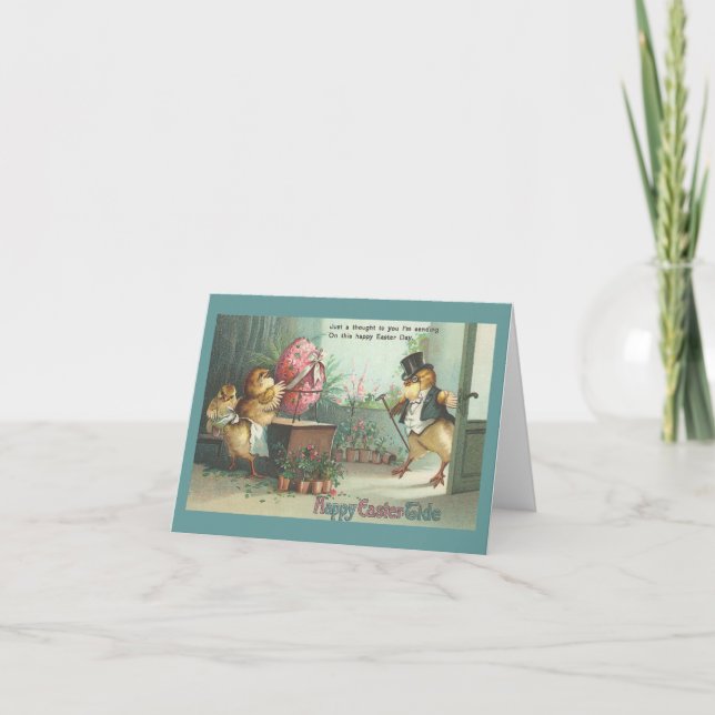 Gentleman Egg Buyer Chick Feiertagskarte (Vorderseite)