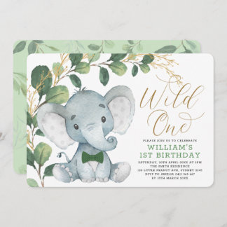 Gentleman Elephant Wild One Greenerie 1. Geburtsta Einladung