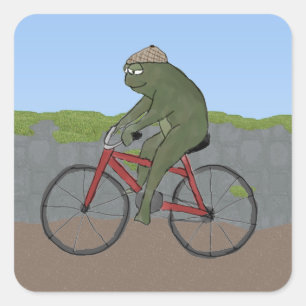 Gentleman Frog auf einem Fahrradaufkleber Quadratischer Aufkleber