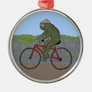 Gentleman Frog auf einem Fahrradschmuck Ornament Aus Metall