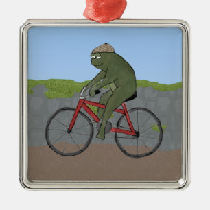 Gentleman Frog auf einem Fahrradschmuck Ornament Aus Metall