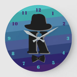Gentleman hat bosblau ombre name initial monogramm große wanduhr