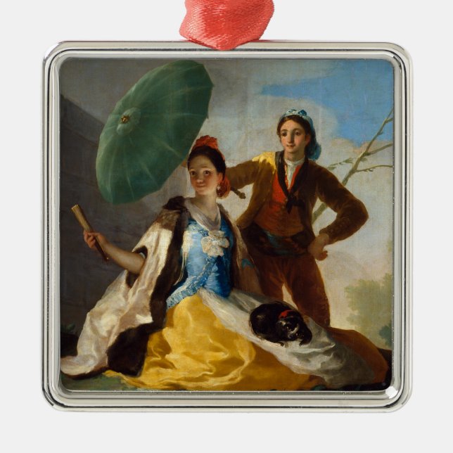 Gentleman Holding a Parasol for a Spanish Lady Ornament Aus Metall (Vorne)