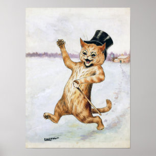 Gentleman Katze beim Spaziergang im Schnee, Louis  Poster