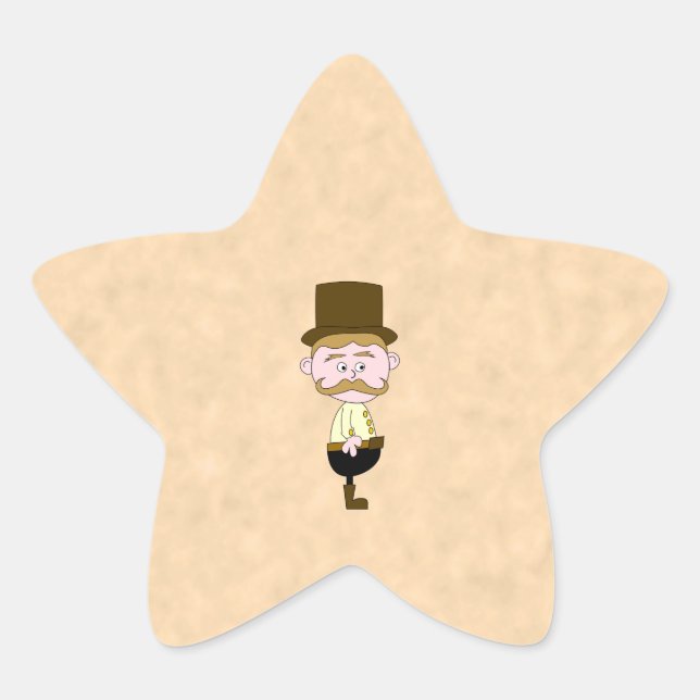 Gentleman mit Top Hat und Mustache. Custom Stern-Aufkleber (Vorderseite)