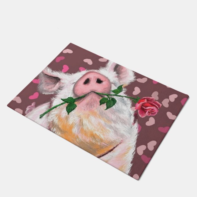 Gentleman Pig Funny Doormat Fußmatte (Schrägansicht)