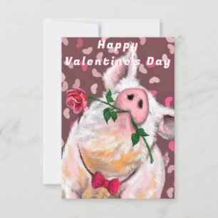 Gentleman Pig mit Rose Funny Valentine's Day Card Karte